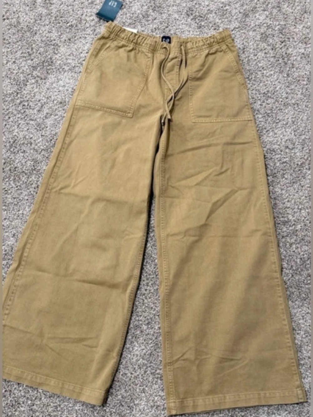 GAP Twill Drawstring khaki wide leg pants